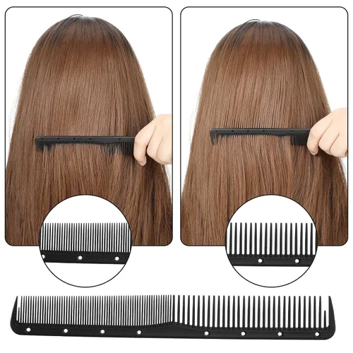 Vista 7 de Leinuosen Peine de corte fino de carbono para peluquería de salón, peine de peluquería resistente al calor (negro)