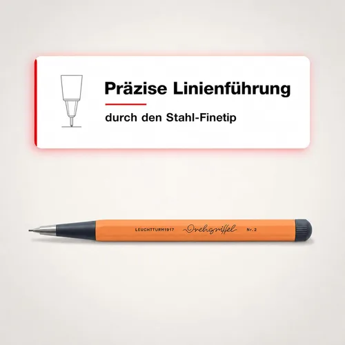 Vista 8 de LEUCHTTURM1917 - Lápiz mecánico Drehgriffel - Lápiz de escritura recargable con plomo de grafito HB de 0.7 mm (albaricoque)