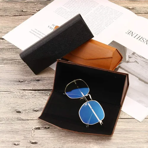Vista 7 de Glasses Cases, Eyeglasses Case Hard Shell For Men Women, PU Folding Glasses Sunglasses Case Portable With Clean Cloth