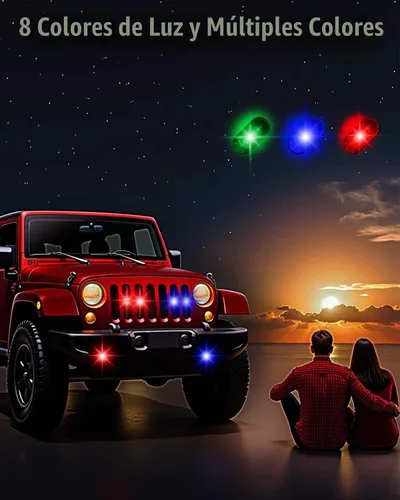 Vista 5 de Luces estroboscópicas LED inalámbricas recargables con control remoto, 8 colores USB anticolisión luces LED inalámbricas para automóvil
