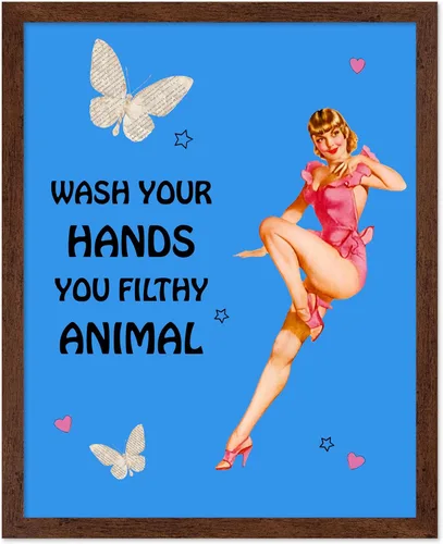 Vista 21 de Poster Master Pin Up Girl Poster - Better Late Than Ugly Print - Butterfly Art - Modern Art - Trendy Art - Gift for Men & Women - Funny Decor for
