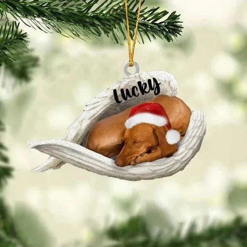 Vista 5 de America Bulldog Sleeping Angel Christmas - Adorno acrílico plano para perro, regalo conmemorativo para perro, adorno personalizado con nombre
