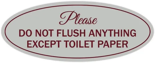 Vista 20 de Signs ByLITA Letrero ovalado con texto en inglés «Please Do Not Flush Anything Except» (Negro), tamaño pequeño