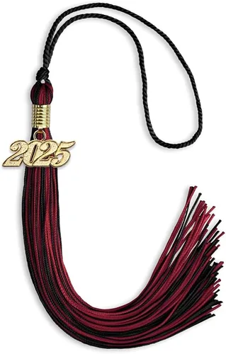 Vista 128 de Endea Graduation - Borla de doble color mixto con fecha dorada (negro/dorado antiguo, 2021)