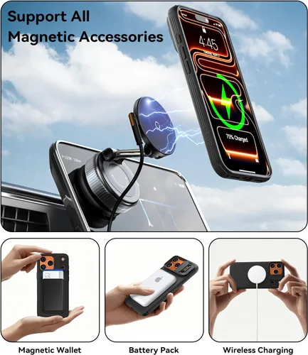 Vista 3 de imluckies Funda compatible con iPhone 17 Pro Max de 6.9 pulgadas con cubierta para cámara, parte trasera de policarbonato duro y parachoques suave