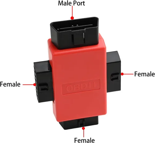 Vista 6 de iKKEGOL Pocket OBD2 OBDII Full 16 Pin Macho a 3 Hembra 1 a 3 OBD Cable Divisor Convertidor Adaptador para Diagnóstico Extensor Rojo (Rojo)