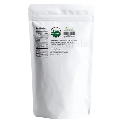Vista 2 de Moras Blancas Secas Orgánicas a Granel 2 Libras Bolsa – Certificado Orgánico USDA – Secadas al Sol, Crudas, Sin GMO y Sin Gluten – Producto