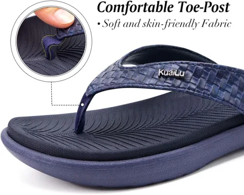 Vista 5 de KuaiLu - Sandalias para mujer, cómodas, buenas para fascitis plantar, buen soporte del arco, estilo pata de gallo, para interior o exterior en verano