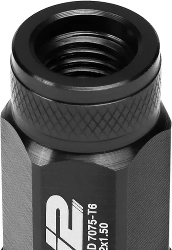 Vista 5 de J2 Engineering LN-T7-025-15-BK 7075 Aluminio M12 x 1.5 0.984 in OD / 2.756 in 20x Tuerca de llanta + 1 llave
