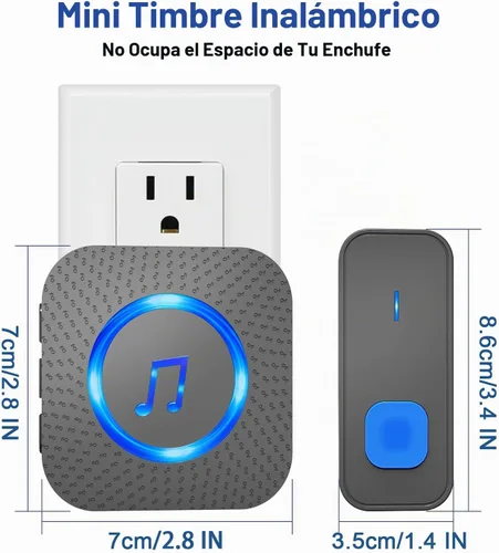 Vista 7 de SURFOU Timbre inalámbrico para el hogar, 1 botón y 1 receptor enchufable