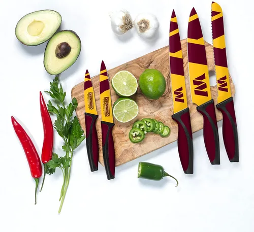 Vista 2 de The Sports Vault NFL Washington Commanders - Juego de cuchillos de cocina (5 piezas)