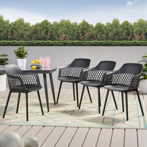 Vista 2 de Christopher Knight Home Madeline - Silla de comedor para exteriores (juego de 4), color negro
