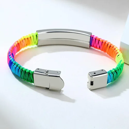 Vista 4 de Pulsera personalizada de identificación de alerta media color arco iris