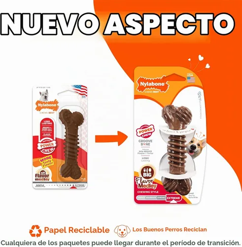 Vista 3 de Nylabone Power Chew Dental Groove - Juguete masticable para perro, sabor Marrón