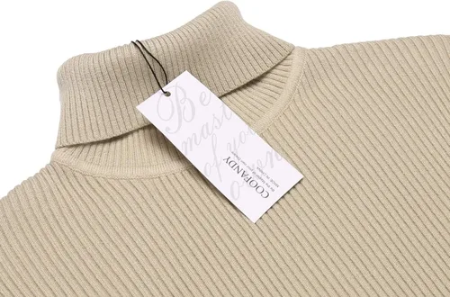 Vista 4 de COOFANDY - Suéter de punto para hombre, acanalado, entallado y con cuello de tortuga