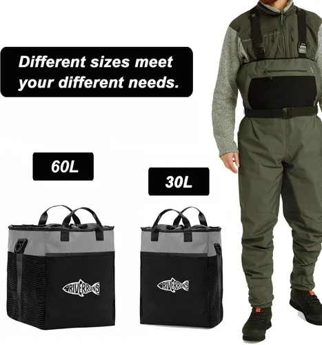 Vista 3 de Riverruns Bolsa para Vadeadores de Pesca y Caza con Malla Ventilada, Bolsa de Almacenamiento para Botas de Vadeadores para Senderismo, Camping