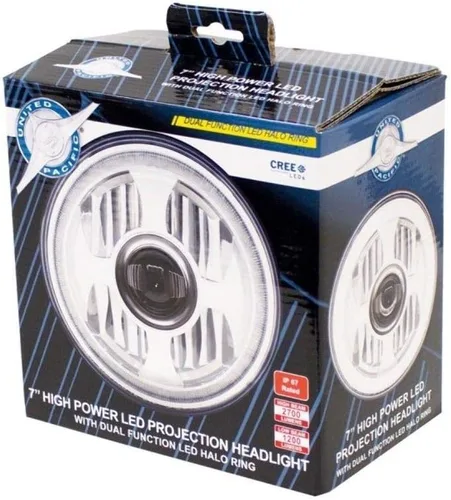 Vista 8 de United Pacific 7" faro de la proyección del poder más elevado LED con el anillo dual del halo de la función LED