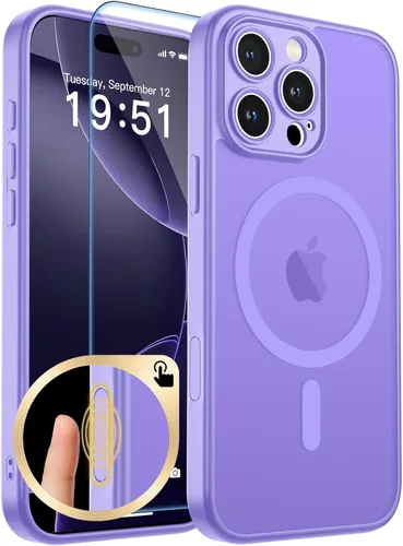 Vista 229 de zapica Funda magnética para iPhone Air, con protector de pantalla de vidrio templado, compatible con MagSafe, translúcida mate, a prueba de golpes