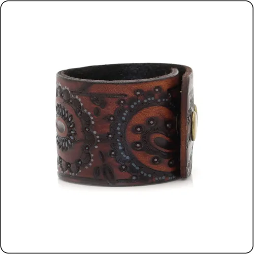 Vista 6 de Pulsera de cuero con patrón de impresión punk rock, brazalete ancho de puño