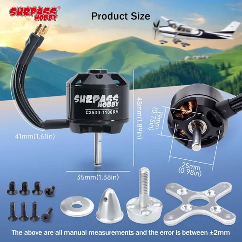Vista 7 de Surpass C3530 1100KV Motor sin escobillas para aviones RC Ala fija