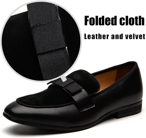Vista 3 de JITAI Zapatos Penny de cuero con puntera de mocasín para hombre Negro/01