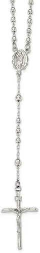 Vista 2 de Collar con colgante de rosario de plata de ley 925 maciza, cadena de crucifijo, Metal