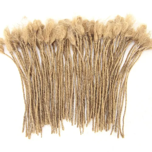 Vista 4 de Minilocs - Extensiones de rastas de 0.1 in, 100 hebras, extensiones de cabello humano rubio miel, marrón, trenzas de ganchillo