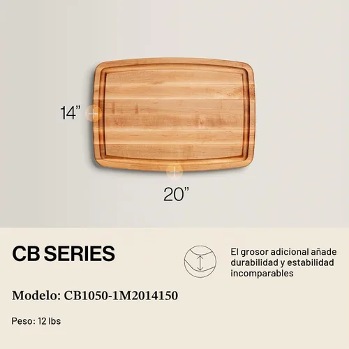 Vista 2 de John Boos CB Series Tabla de cortar rectangular de madera de arce de 20 x