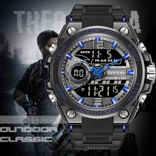 Vista 2 de FORSINING Relojes militares para hombre, reloj deportivo resistente al agua, analógico, digital, reloj deportivo táctico electrónico, relojes