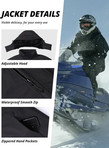 Vista 5 de CAMEL CROWN Chaqueta de Esquí de Invierno para Hombre Abrigos de Nieve de Montaña Impermeable Capucha Desmontable Resistente al Viento Chaquetas
