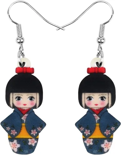 Vista 42 de DUOWEI Aretes de acrílico estilo japonés con diseño de anime para muñeca, colgantes, joyería para mujer