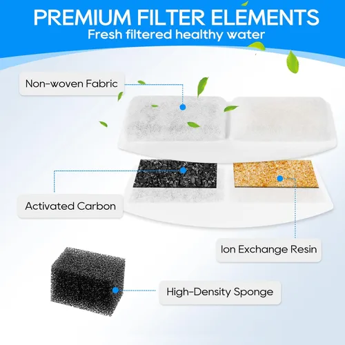 Vista 3 de Repuesto de filtro de fuente para mascotas, 12 paquetes de filtro de fuente de agua para gatos compatible con fuente automática para mascotas de 100