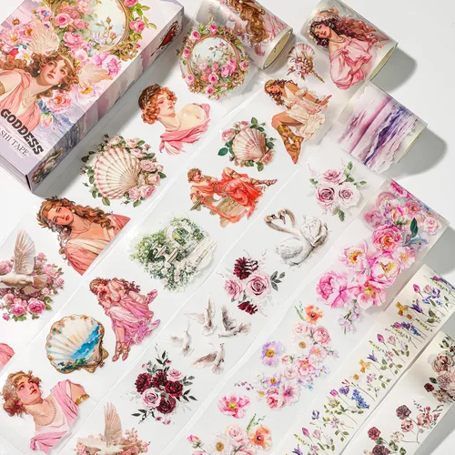 Vista 10 de Juego de 12 Rollos de Cinta Washi Floral de PET y Pegatinas de PET – Fácil de Usar para Journaling y Elaboración de Tarjetas, Ideal