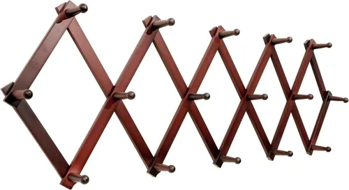 Vista 38 de SKOLOO Perchero de pared para sombreros con 14 ganchos, de madera maciza, moderno, perchero de pared expandible para abrigos, sombreros, bolsos