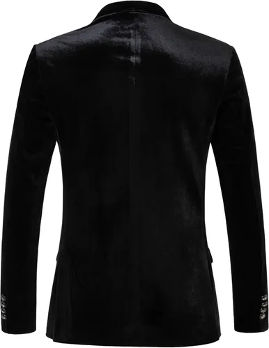 Vista 4 de THWEI Mens Velvet Blazer Slim-Fit Solid Color One Button Blazer Sport Coat Jacket for Wedding Dinner Party