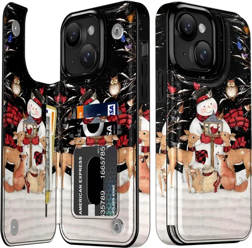 Vista 119 de LETO para iPhone 15 Pro Funda tipo cartera - Tapa tipo folio con patada - Diseños de moda - Tarjetero - Funda protectora para mujeres y niñas - 6.1