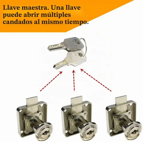 Vista 3 de Cerradura de seguridad pesada para armario con llaves (con llave similar), puerta doble individual, uso general, se adapta a paneles de madera