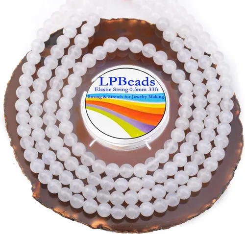 Vista 40 de LPBeads 100 Cuentas de 8mm Cuentas Redondas Naturales de Chakra, Cuentas Sueltas de Piedra Preciosa Redondas para Hacer Joyas con Cordón Elástico