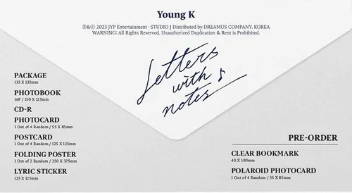 Vista 7 de YOUNG K LETTERS WITH NOTES 1st Full Album ALBUM Ver Ver. K-POP SEALED