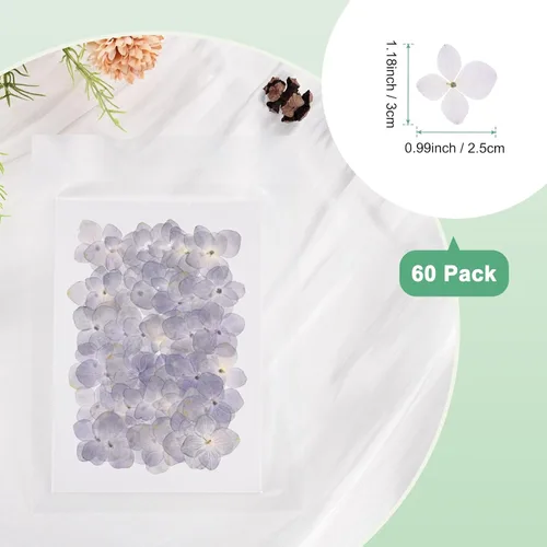 Vista 3 de M METERXITY Paquete de 60 flores secas prensadas para resina, morado y Morado y blanco