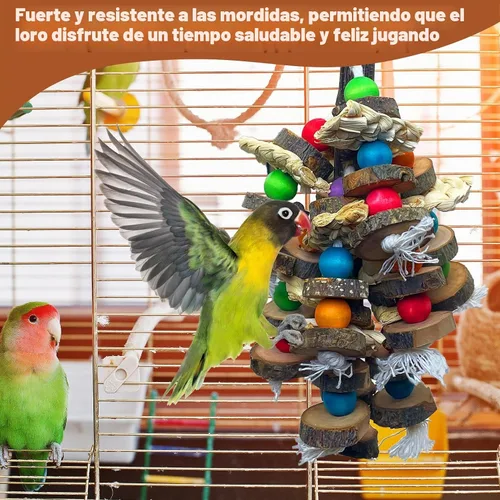 Vista 5 de Juguetes naturales de madera para pájaros de madera para loros pequeños