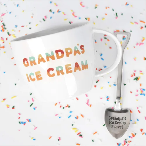 Vista 6 de Cuenco y cuchara para helado de Papa, ideal para el día del padre, Navidad o regalo de cumpleaños