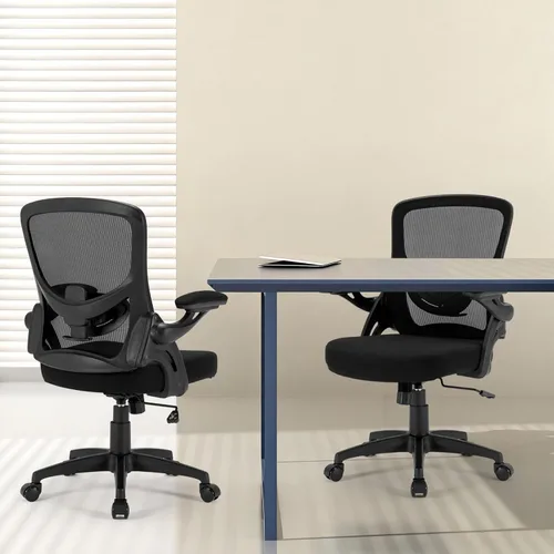 Vista 8 de Silla de oficina, silla de escritorio ergonómica con soporte lumbar ajustable, silla de computadora de malla transpirable con reposabrazos