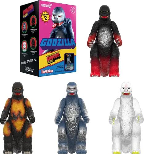 Vista 2 de Super7 Toho Shogun Godzilla Caja Ciega Figuras de Reacción Planas - (Paquete de 12) 3.75" Figuras de Acción Toho Godzilla Coleccionables de Monstruo