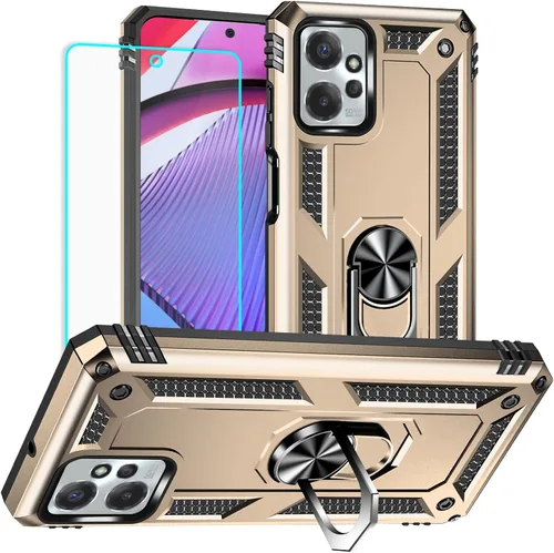 Vista 13 de Funda para Moto G Power 5G 2023 con protector de pantalla HD, funda protectora de grado militar con anillo (negro)