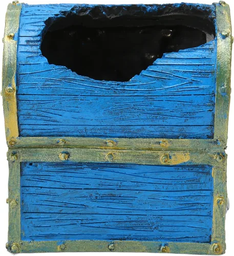 Vista 6 de Tnfeeon Adorno de cofre del tesoro del acuario - Escondite de decoración de peces de resina