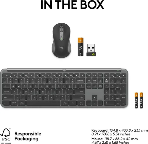 Vista 12 de Logitech Combo de teclado y mouse Signature Slim MK955 para empresas