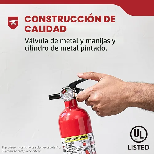 Vista 4 de Kidde - Extintor básico para el hogar, oficina, residencial, de un solo uso, 5BC Extintor residencial para líquidos/gases inflamables muy pequeños