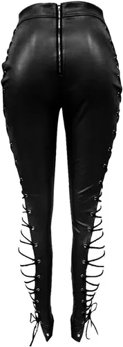 Vista 5 de Leggings sexys de cintura alta con cordones de piel sintética para mujer, para fiesta y club
