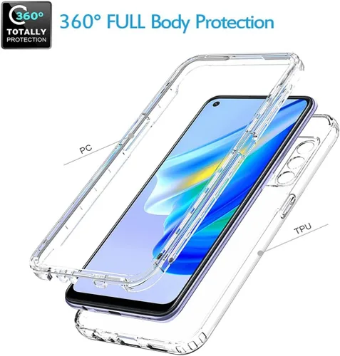 Vista 3 de CHP2365 Funda para teléfono para Oppo A95 4G, con protector de pantalla de vidrio templado, carcasa protectora de cuerpo completo transparente